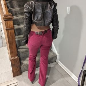 Dolce & Gabbana Vintage Y2K Corduroy Pants Flare Leg Wine Red 26 EU 40